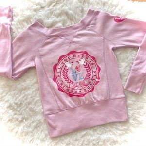 Derek Heart Off Shoulder Pink Sweatshirt Small
